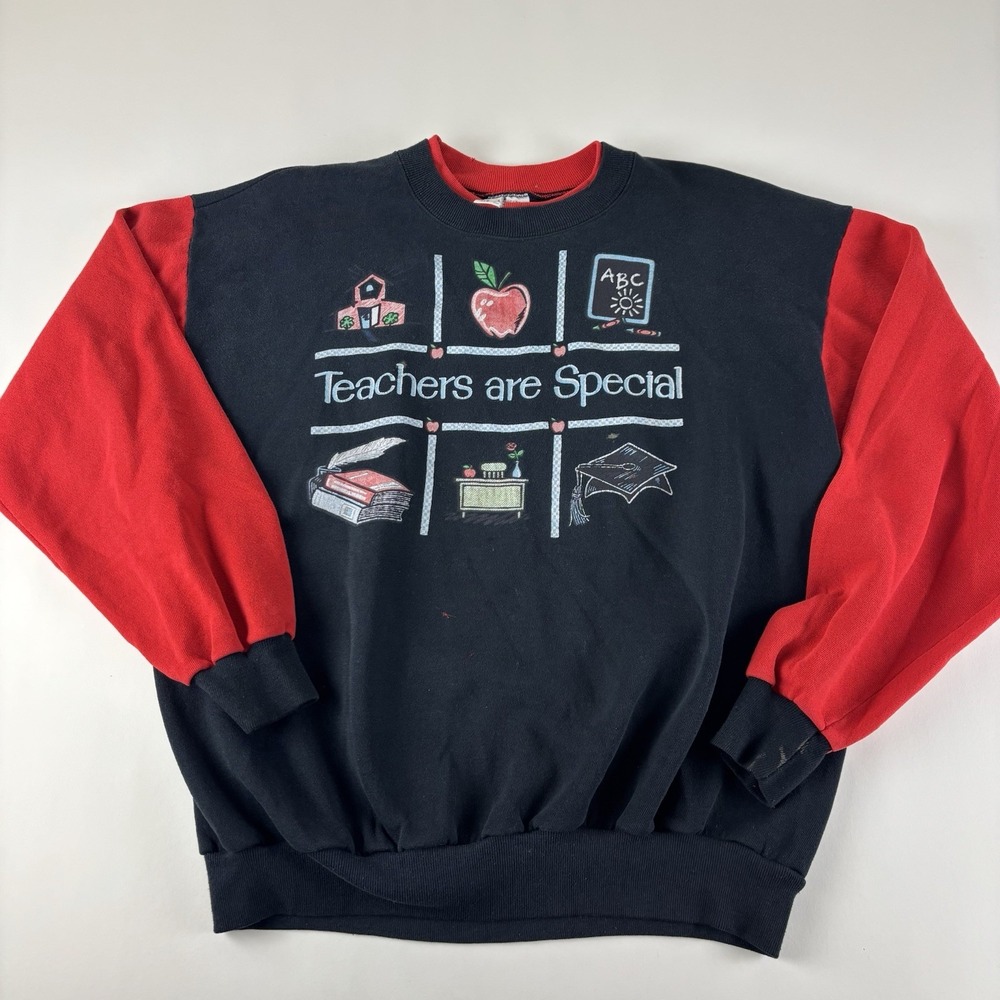 Vintage Sweater Sweatshirt Women‎ Xl Black Crewneck Official Fan Made In USA